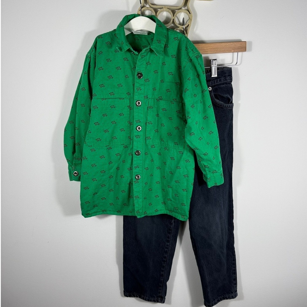 Vintage Petite Palette Green Airplane Shirt and Ragscals Denim Jeans Set Size 6X